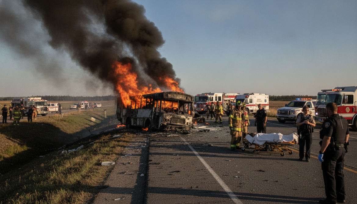 Alberta correctional officers killed in fiery prisoner transport crash east of Edmonton