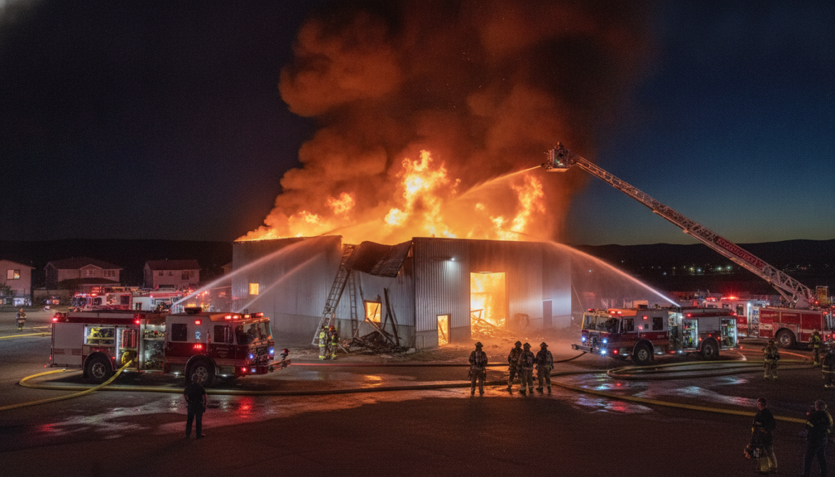 Aldersyde fire engulfs 3,000-square-foot building as crews respond