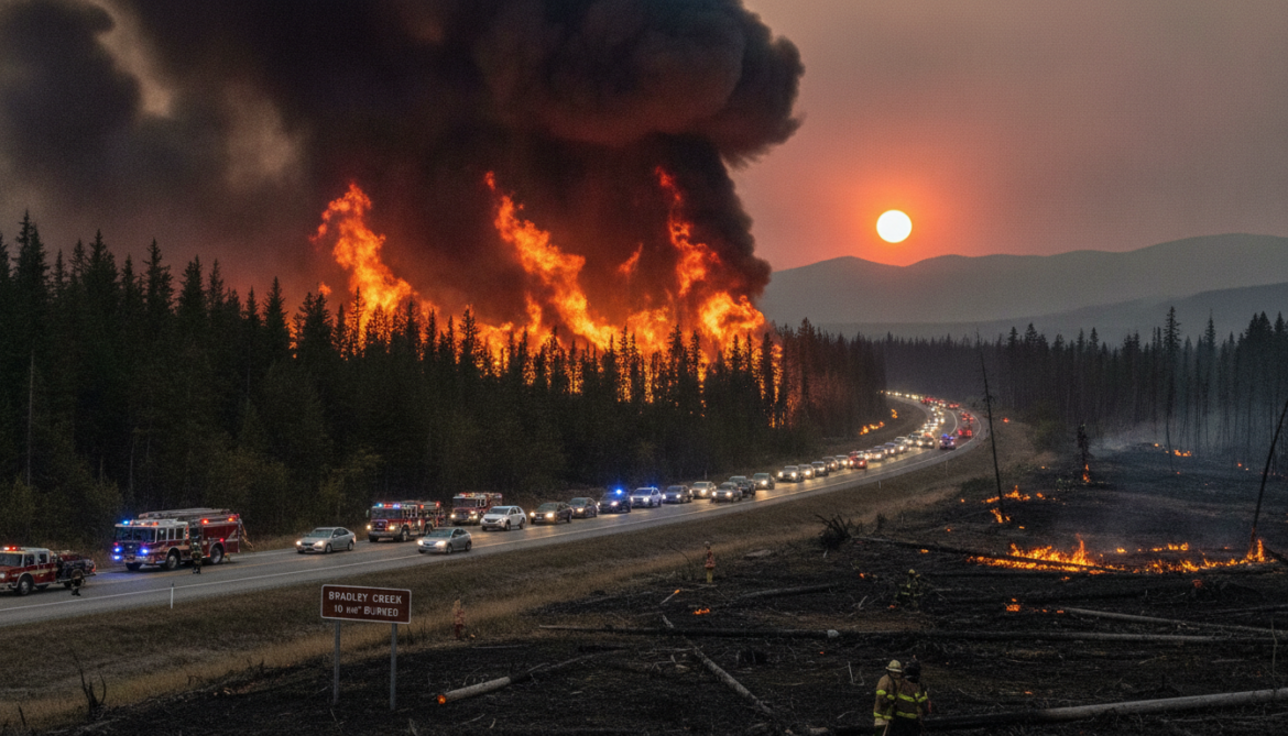 BC wildfires escalate as Bradley Creek burns 10 km², prompts evacuations