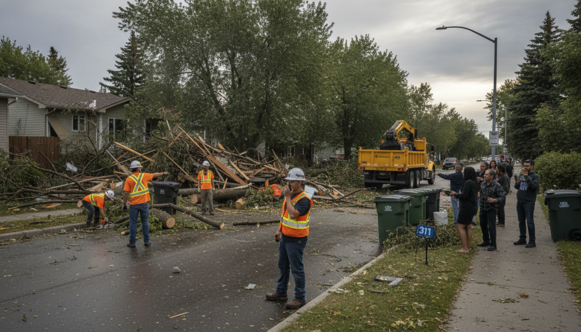Edmonton urges residents to report major debris to 311 for 24-hour cleanup