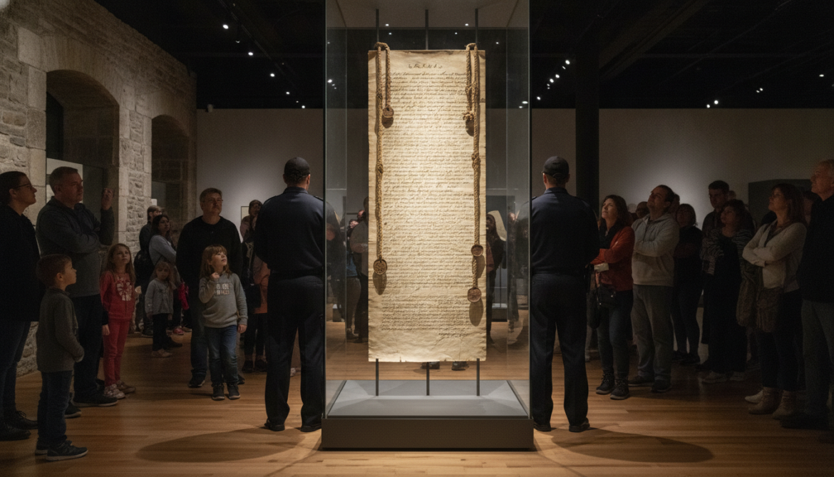 Great Peace of Montreal treaty returns to Pointe-à-Callière in rare vertical display