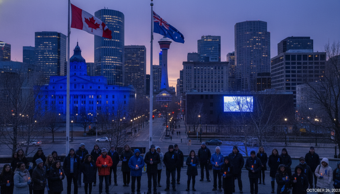 Parker memorials prompt Calgary to lower flags and light landmarks blue