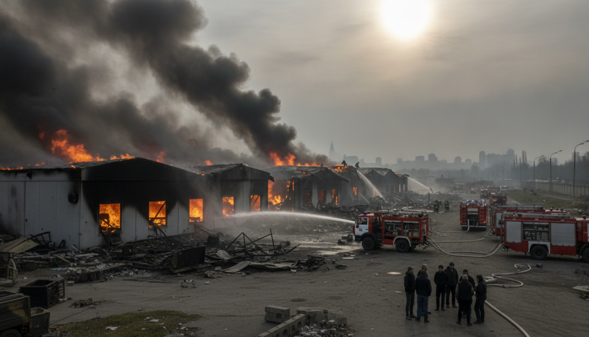 Russian Strikes Kill at Least 15 Around Kyiv and Ignite Warehouses