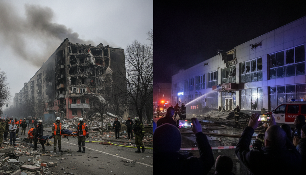 Russian strikes kill two in Kharkiv, injure dozens; Ukrainian drones hit Belgorod