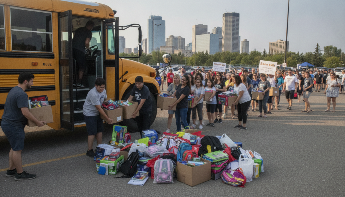 Stuff a Bus for Schools returns to Edmonton to collect school supplies