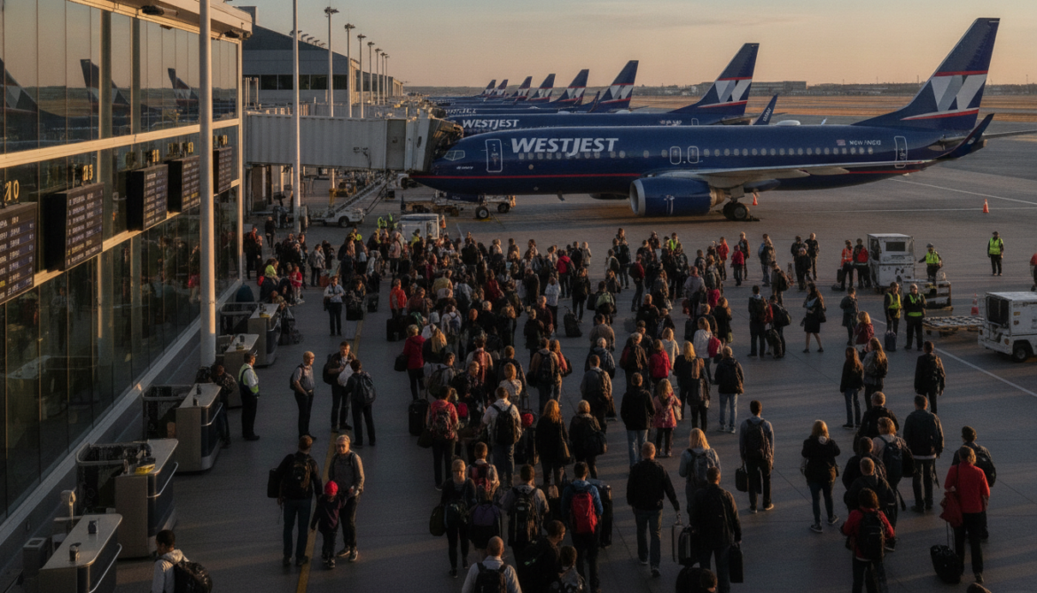 WestJet operates about 700 daily flights and carries 70,000 passengers