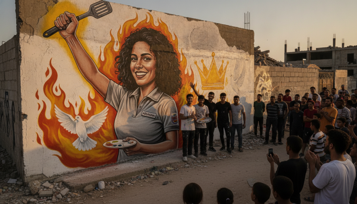 Gaza artists unveil mural honoring fired Burger King worker Arianna Hamilton