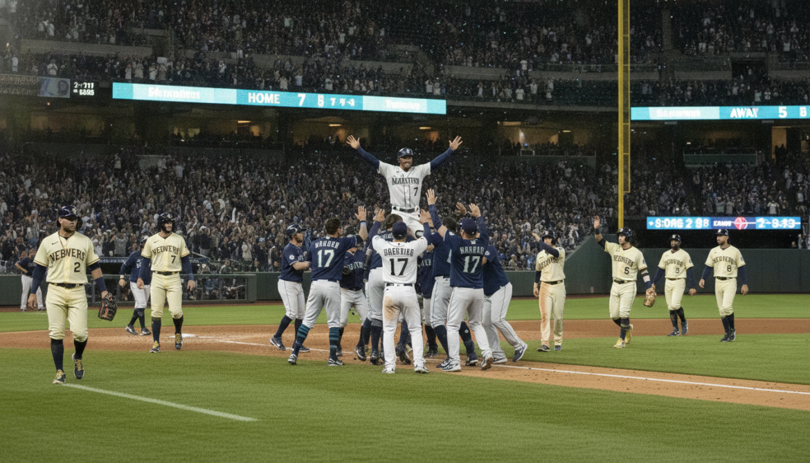 Mariners defeat Brewers 7-5 behind late three-run rally